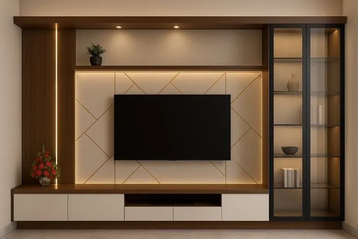 Luxury TV Unit Panel Layout 1
