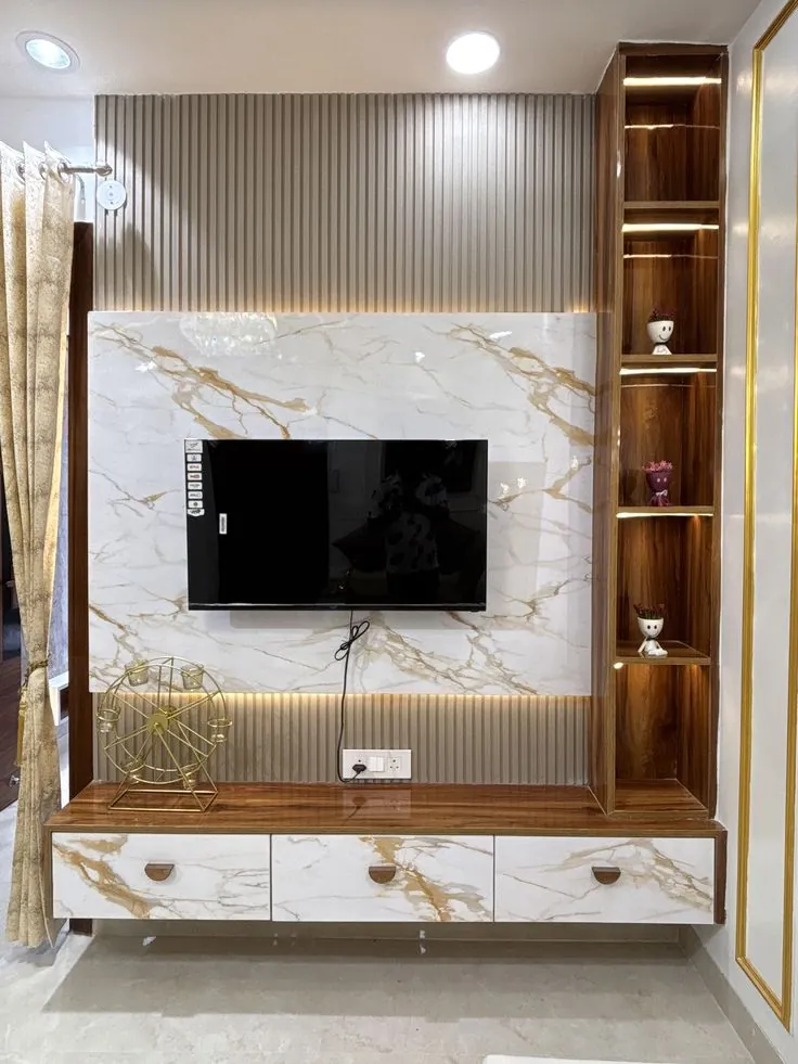 Luxury TV Unit Panel Layout 3