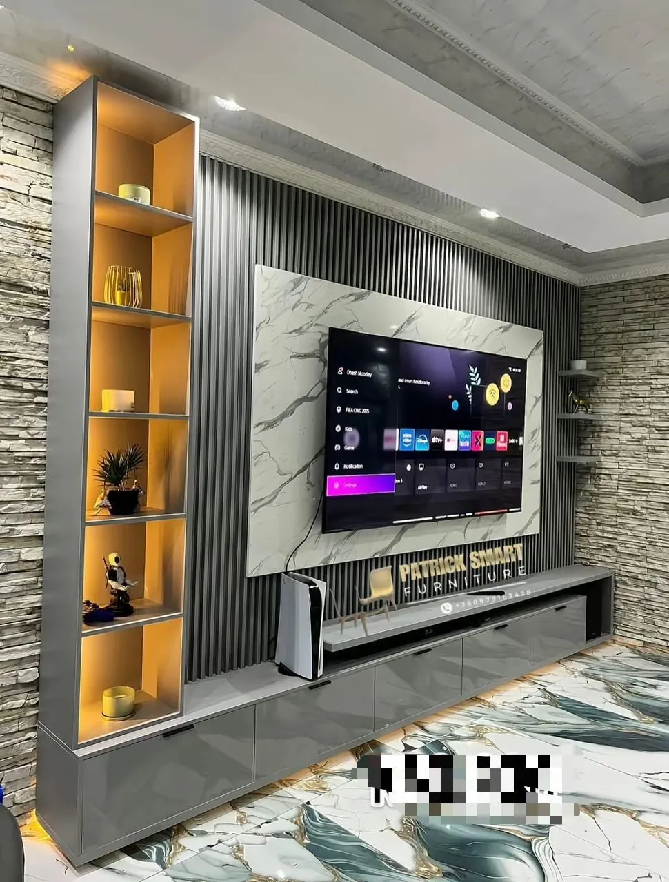 Luxury TV Unit Panel Layout 4