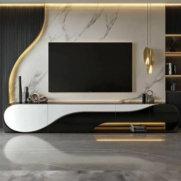 Luxury TV Unit Panel Layout 6