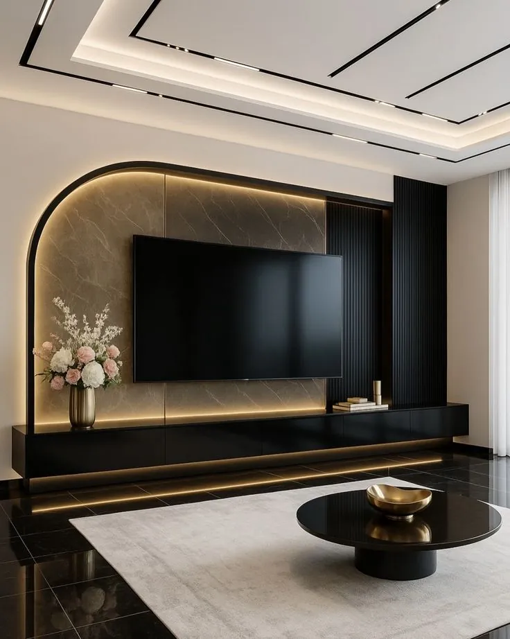 Luxury TV Unit Panel Layout 7